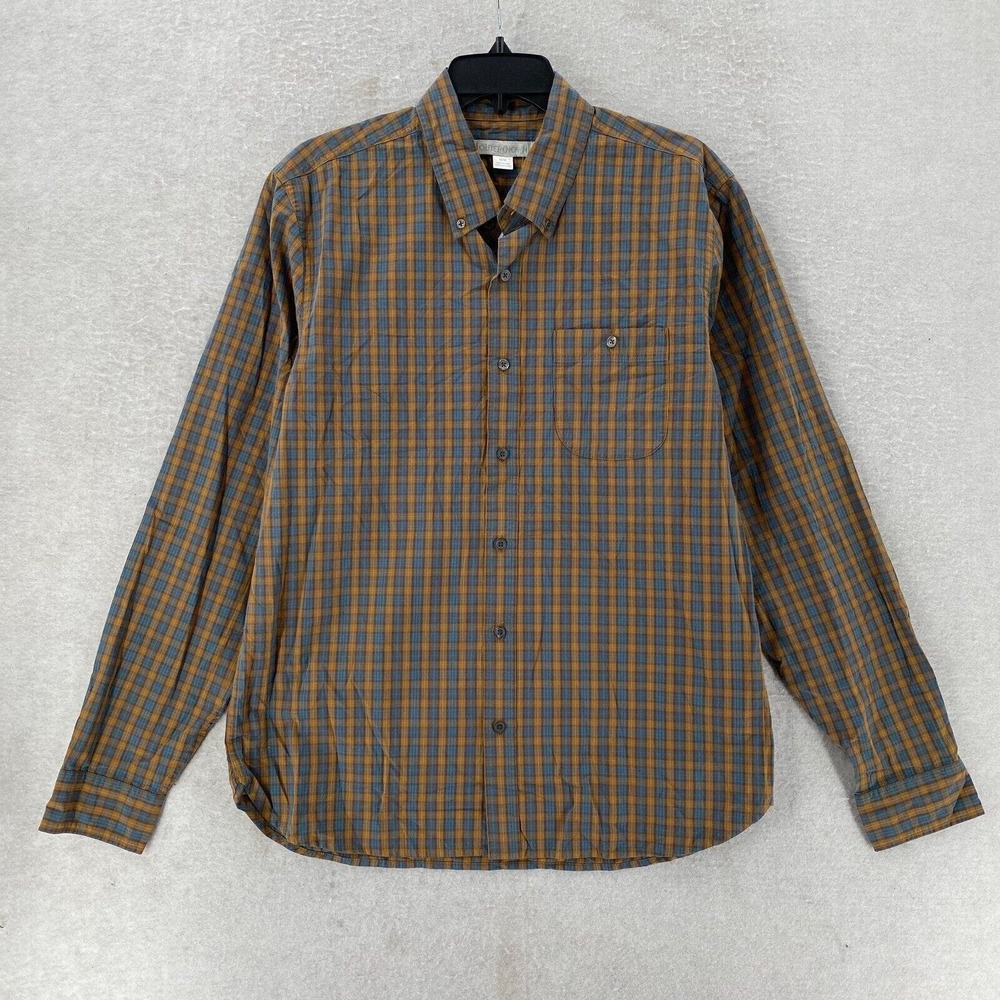 New OUTERKNOWN Shirt Mens‎ MED Long Sleeve Button Up Plaid Organic Cotton Hemp